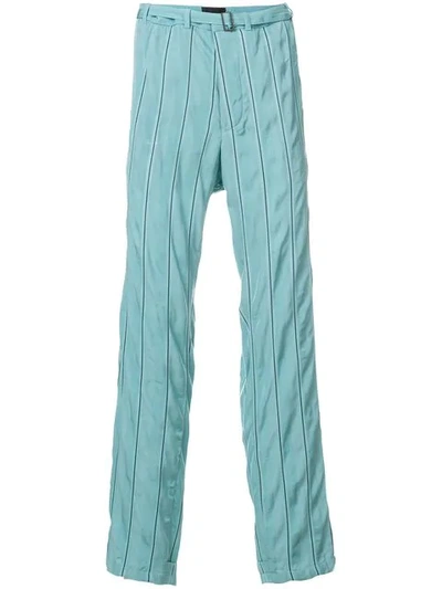 Haider Ackermann Striped Belted Trousers In Blue