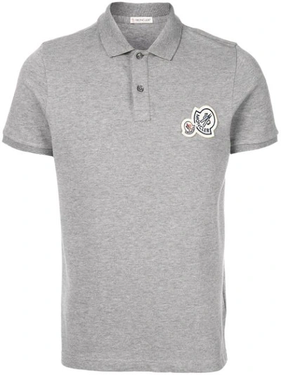 Moncler Logo Polo Shirt Light Grey