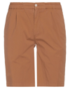 0/zero Construction Man Shorts & Bermuda Shorts Camel Size 34 Cotton, Linen, Elastane In Brown