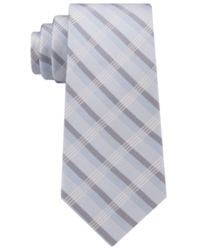 Calvin Klein Men's Creme Plaid Tie In Teal