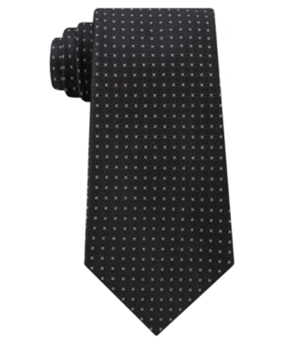 Calvin Klein Men's Simple Grid Silk Tie In Black