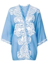 P.a.r.o.s.h Contrast Embroidered Kimono Jacket In Blue
