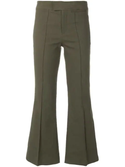 Isabel Marant Lyre Cropped Cotton-blend Trousers In Green