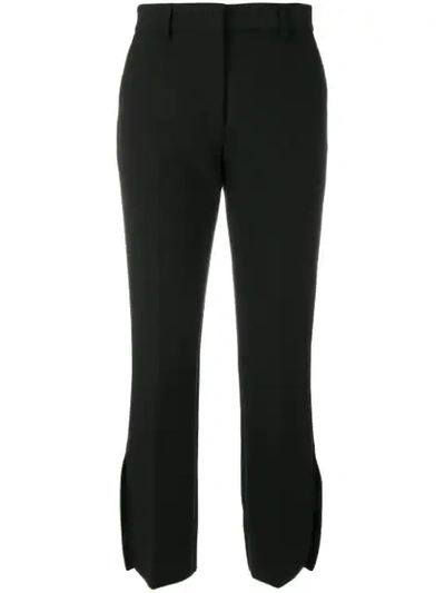 Msgm Slit-cuff Mid-rise Crepe Trousers In Black