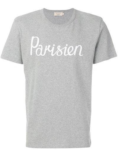 Maison Kitsuné Parisien Crew-neck Cotton T-shirt In Grey