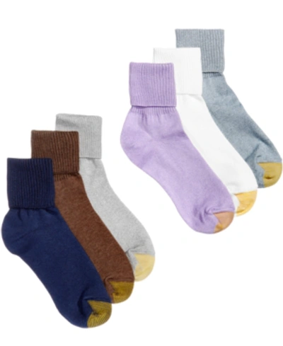 Gold Toe Women's Turn Cuff 6-pack Socks, Also Available In Extended Sizes In Lavendar Frost