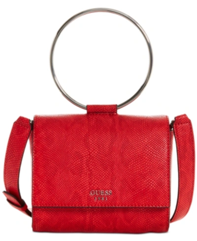 Guess Keaton Mini Flap Top Handle Shoulder Bag In Poppy