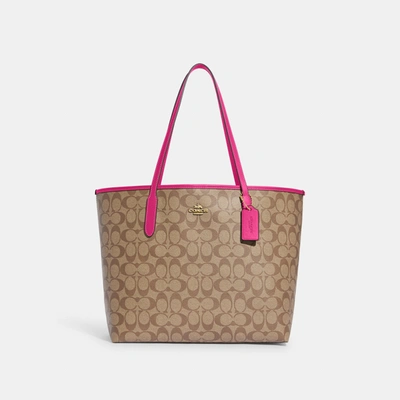 Coach Outlet City Tote In Signature Canvas In Multi