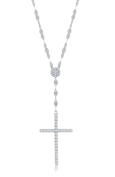 Simona Sterling Silver Cz Cross Pendant Necklace