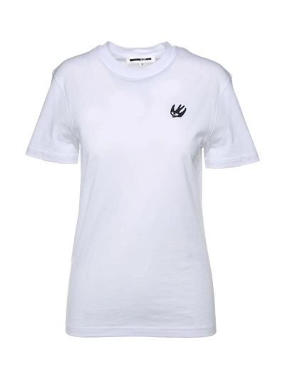 Mcq By Alexander Mcqueen Badge Swallow Cotton-jersey T-shirt In Bianco