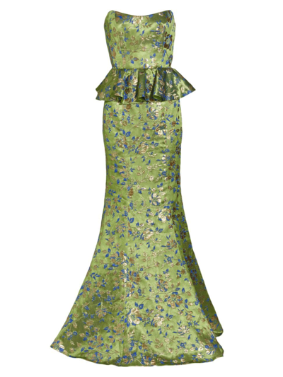 Marchesa Notte Briar Rose Jacquard Gown In Emerald | ModeSens