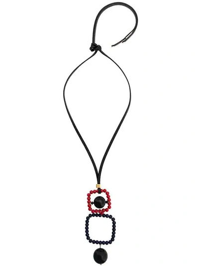 Marni Beaded Pendant Necklace In Black