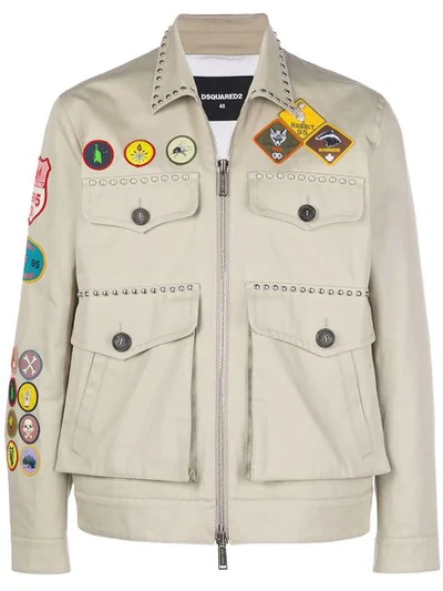 Dsquared2 Patch Studs Military Jacket - Nude & Neutrals