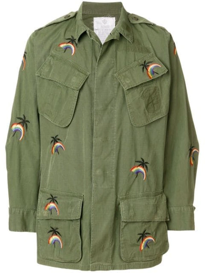 As65 Vintage Embroidered Gabardine Jacket In Green