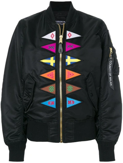 Marcelo Burlon County Of Milan Flags Alpha Ma-1 Bomber Jacket In Black Multicolor