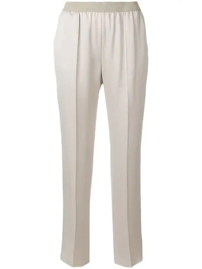 Agnona Elastic Waistband Cropped Trousers - Nude & Neutrals