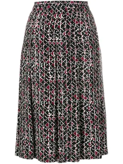 Marni Patterned Pleated Skirt - Black