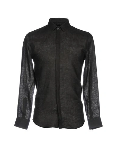 Emporio Armani Linen Shirt In Black