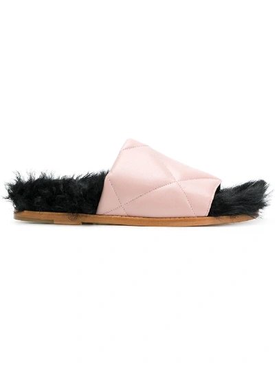 Marques' Almeida Quilted Leather Slides In Salmon-pink