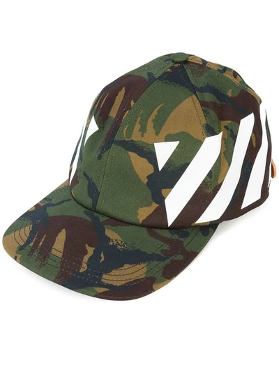 Off-white Camouflage-print Stretch-cotton Canvas Cap In Green