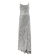 Jonathan Simkhai Finley Hammered Sequin Gown In Silver