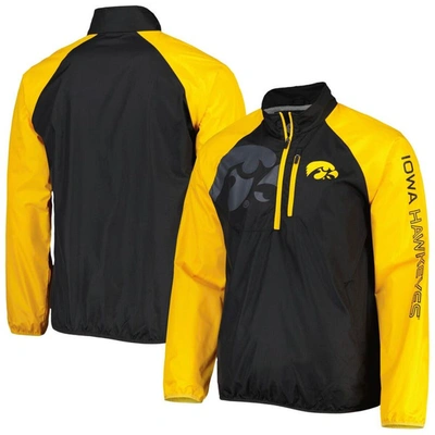 G-iii Sports By Carl Banks Men's  Black, Gold Iowa Hawkeyes Point Guard Raglan Half-zip Jacket In Black,gold