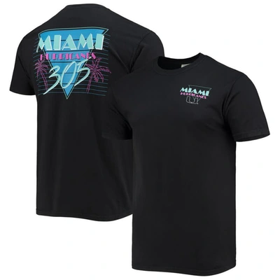 Image One Black Miami Hurricanes Miami Vice 305 Comfort Color T-shirt