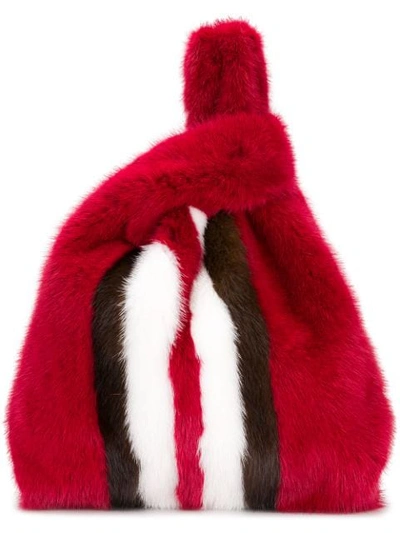 Simonetta Ravizza Furrissima Regimental Tote In Red