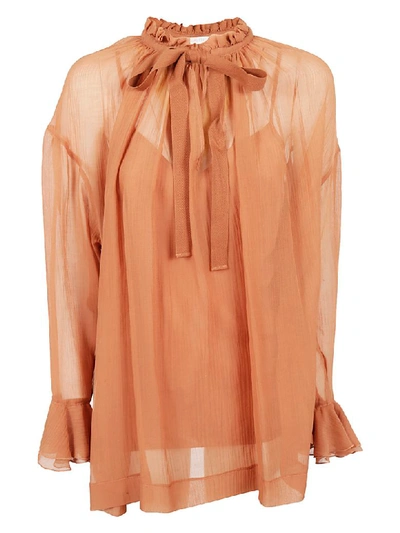 See By Chloé See By Chloe Lace Top In Amber Brown Nr26o