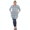 White Mark Plus Size Plaid Tunic Top In Blue
