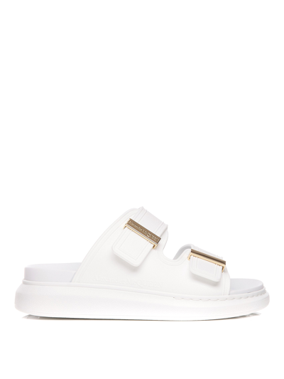 Alexander Mcqueen 50mm Rubber Slide Sandals In Blanco