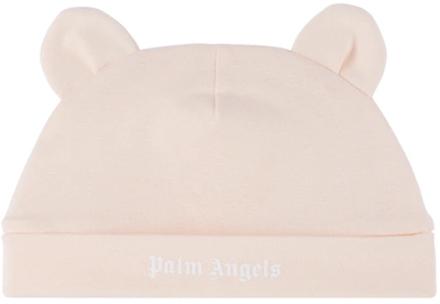 Palm Angels Baby Pink Teddy Bear Beanie In Salmon Pink