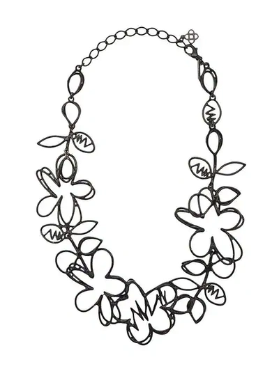 Oscar De La Renta Botanical Scribble Necklace - Black