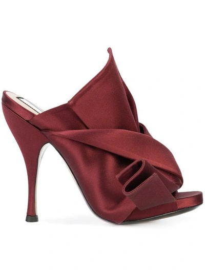 N°21 Abstract Bow High-heel Mules In Red
