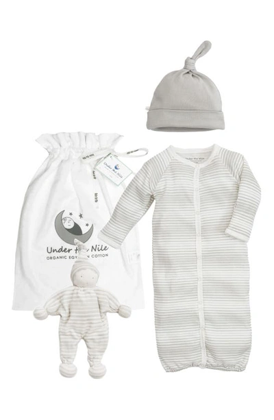 Under The Nile Babies' Grey Stripe 3-piece Organic Egyptian Cotton Gift Set