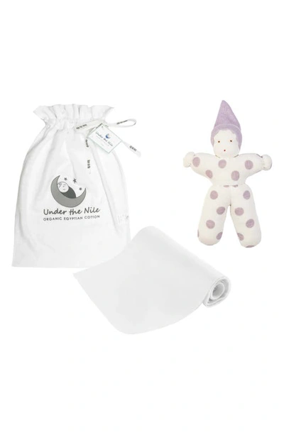 Under The Nile Babies' Organic Cotton Swaddle Blanket & Toy Set In Lavender
