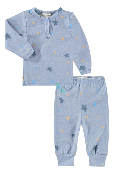 Paigelauren Babies' Confetti Hacci Henley Top & Jogger Set In Blue Confetti