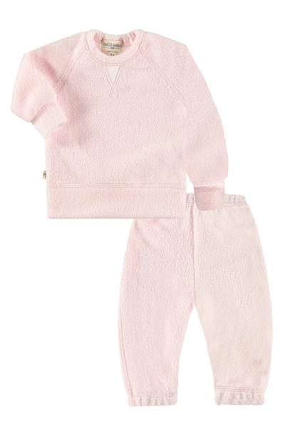 Paigelauren Babies' High Pile Fleece Sweatshirt & Sweatpants Set In Light Pink