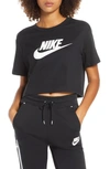 Nike Sportswear Essential Crop Tee In Black/ White