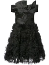 Marchesa Notte Schulterfreies Minikleid Mit Rüschen In Black