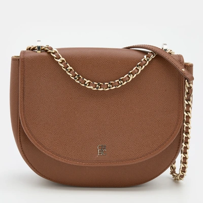 Pre-owned Ch Carolina Herrera Brown Leather Flap Chain Shoulder Bag |  ModeSens