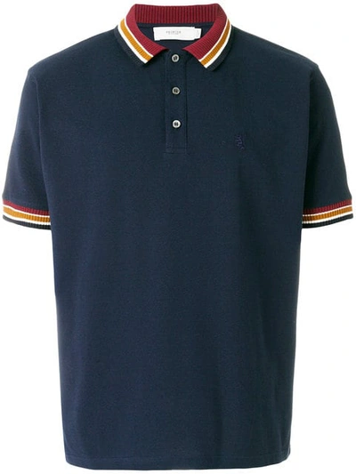 Pringle Of Scotland Knitted Trim Polo Shirt In Blue