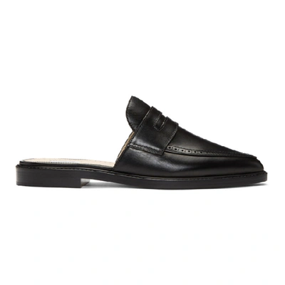 Thom Browne Penny Loafer Mule With Leather Sole In Calf Leather In Black