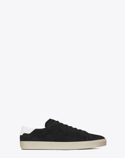 Saint Laurent Court Classic Sl01 Suede Sneakers In Black