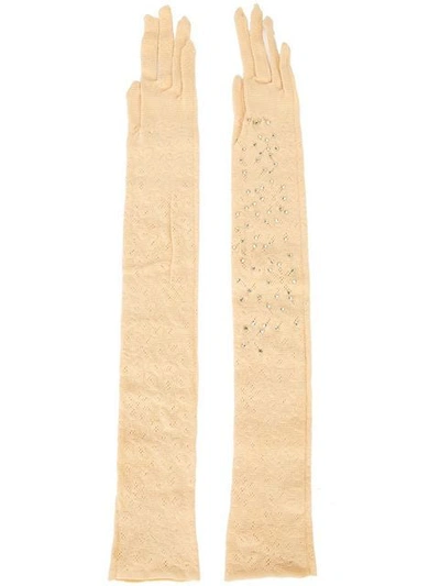 Wolford Long Embellished Woven Gloves