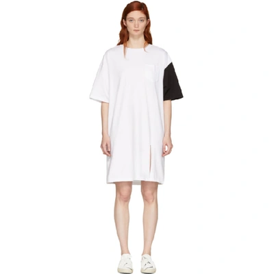 Sjyp Ssense Exclusive White And Black California Club T-shirt Dress In 0090 Black