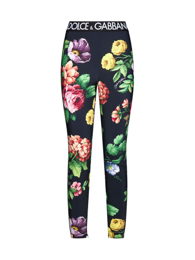 Dolce & Gabbana Floral-print Leggings In Multicolour