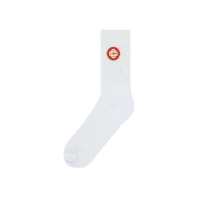 Pre-owned Casablanca Square Logo Ribbed Sport Sock 'red'