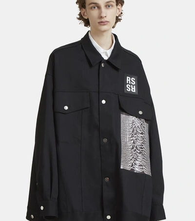 Raf Simons Oversized Joy Division Denim Shirt In Black