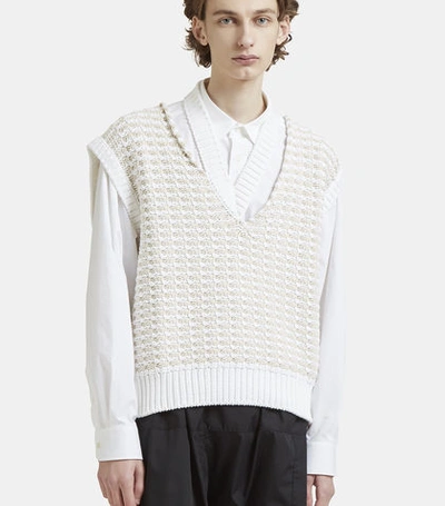 Raf Simons Sleeveless V-neck Knit Sweater In White